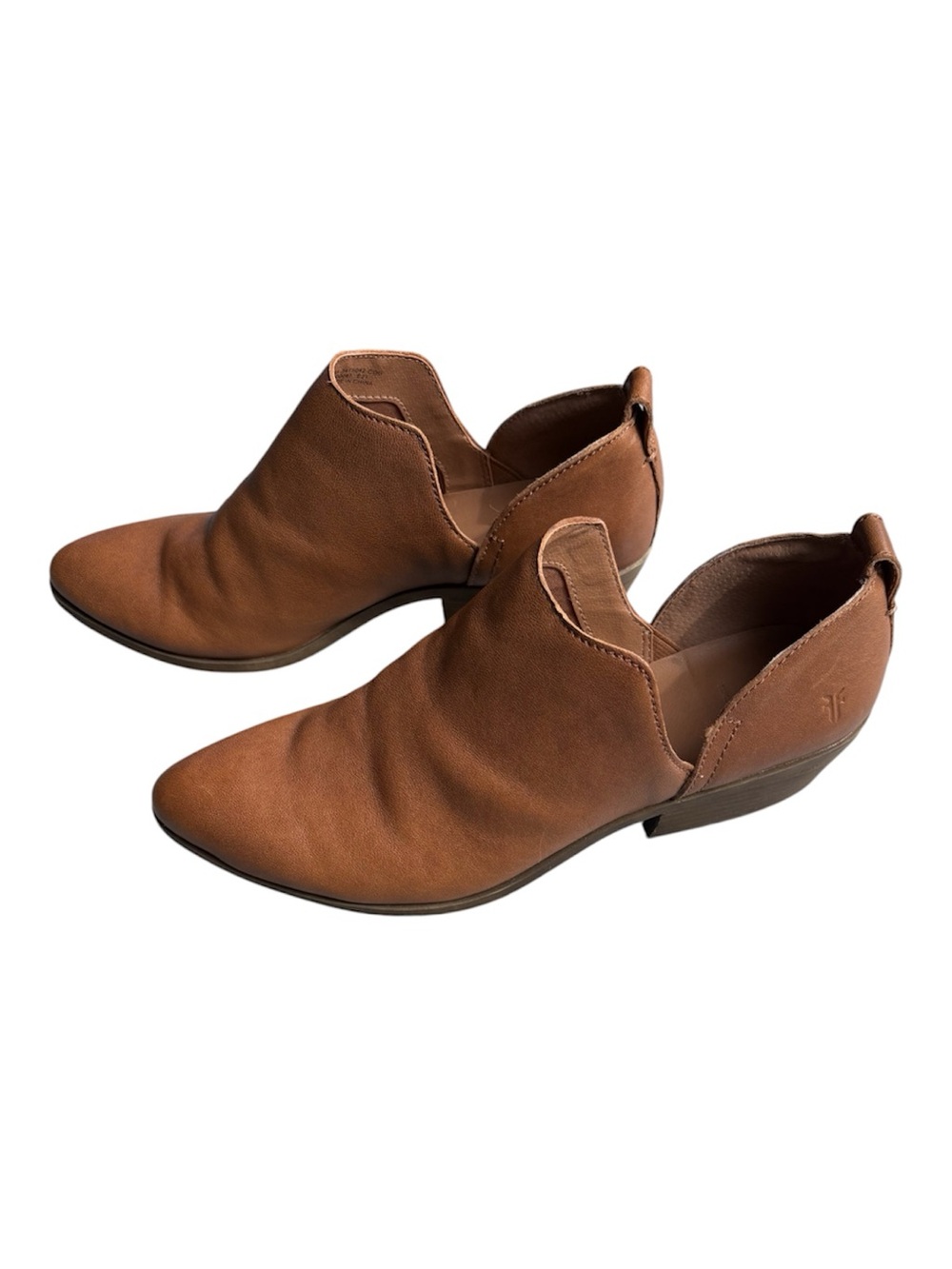 Frye Reina Cutout Leather Bootie Ankle Boots Cognac Brown Size 8 M
